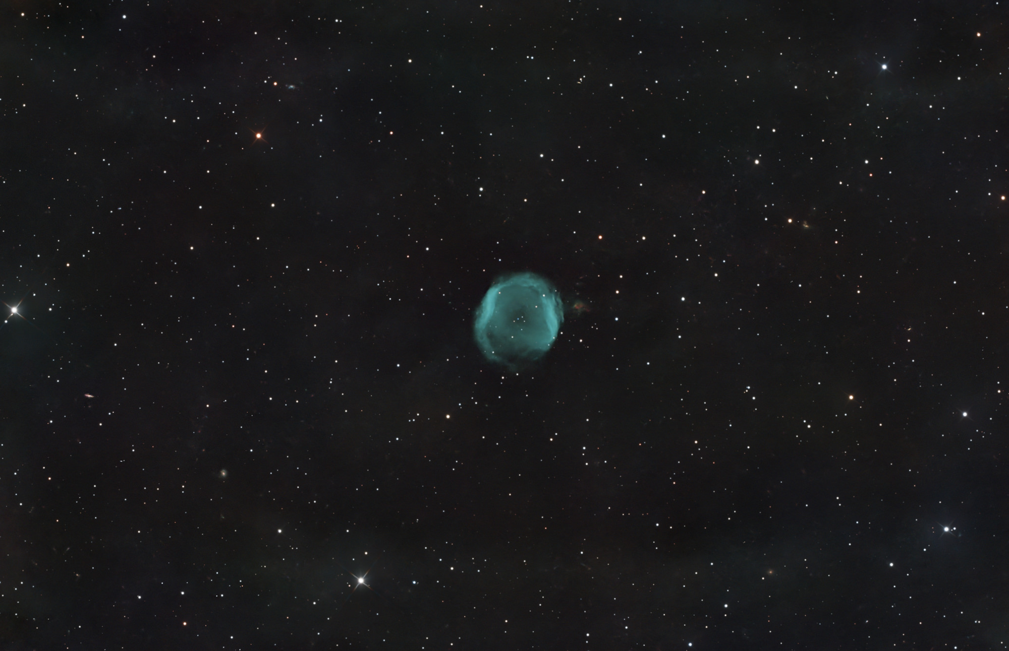 The planetary nebula Jones 1 in the constellation Pegasus was discovered in 1941 by the American astronomer Rebecca Jones on photographic plates from the Harvard Observatory.